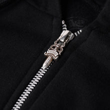 画像をギャラリービューアに読み込む, CHROME HEARTS クロムハーツ Old English Logo オールドイングリッシュロゴ ダガージップ ジップアップ フーディー ブラック 美品 中古 4a001356