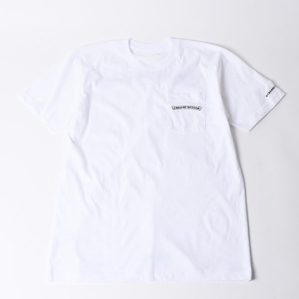 新品未使用品 CHROME HEARTS クロムハーツ 半袖Tシャツ バックスクロールロゴプリント サイズL ホワイト 中古 4a001381