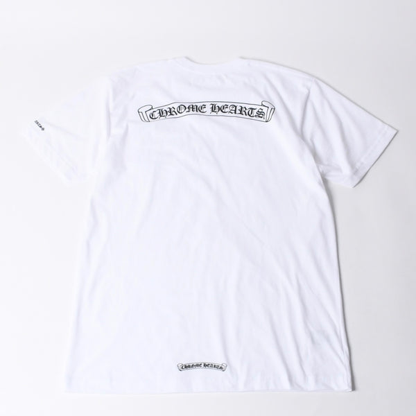 新品未使用品 CHROME HEARTS クロムハーツ 半袖Tシャツ バックスクロールロゴプリント サイズL ホワイト 中古 4a001381