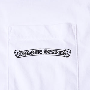 新品未使用品 CHROME HEARTS クロムハーツ 半袖Tシャツ バックスクロールロゴプリント サイズL ホワイト 中古 4a001381