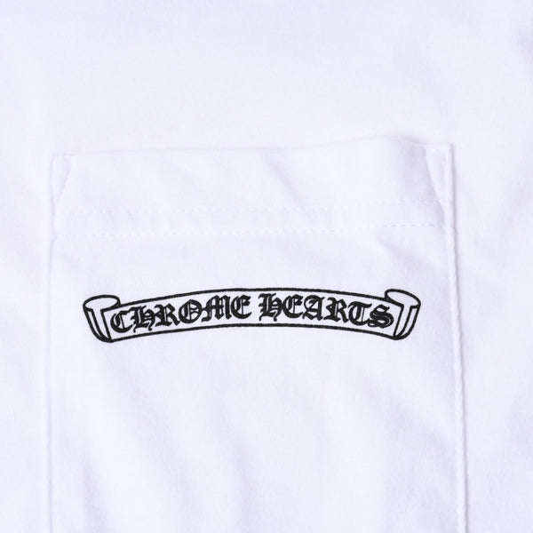 新品未使用品 CHROME HEARTS クロムハーツ 半袖Tシャツ バックスクロールロゴプリント サイズL ホワイト 中古 4a001381