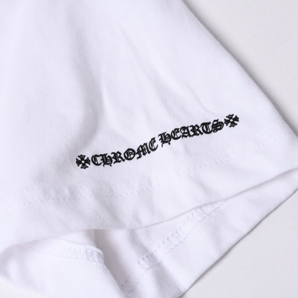 新品未使用品 CHROME HEARTS クロムハーツ 半袖Tシャツ バックスクロールロゴプリント サイズL ホワイト 中古 4a001381