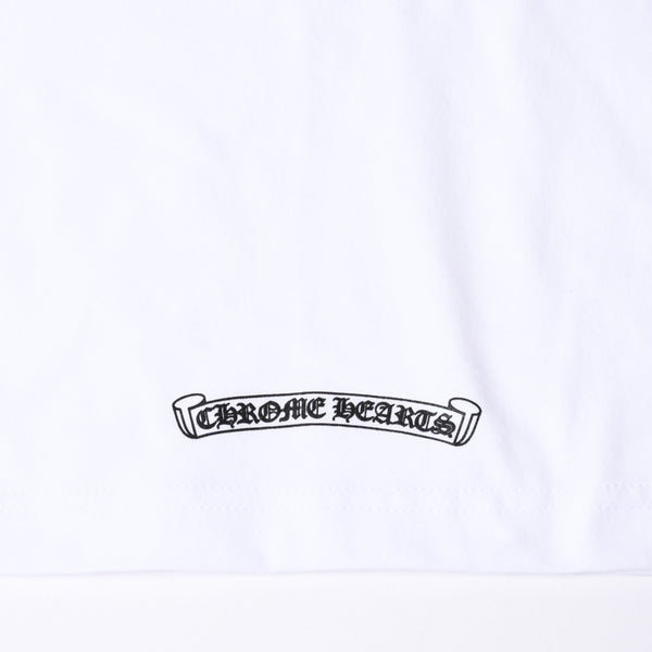 新品未使用品 CHROME HEARTS クロムハーツ 半袖Tシャツ バックスクロールロゴプリント サイズL ホワイト 中古 4a001381