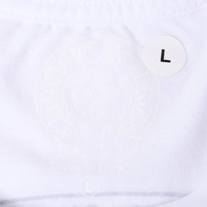 新品未使用品 CHROME HEARTS クロムハーツ 半袖Tシャツ バックスクロールロゴプリント サイズL ホワイト 中古 4a001381