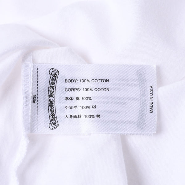 新品未使用品 CHROME HEARTS クロムハーツ 半袖Tシャツ バックスクロールロゴプリント サイズL ホワイト 中古 4a001381