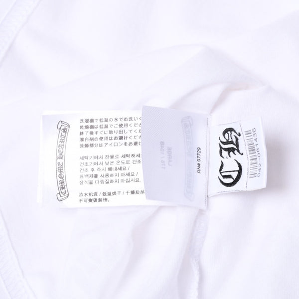 新品未使用品 CHROME HEARTS クロムハーツ 半袖Tシャツ バックスクロールロゴプリント サイズL ホワイト 中古 4a001381