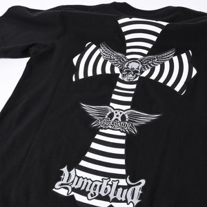 New and unused CHROME HEARTS × YUNGBLUD × Aerosmith × Joefoti Black short sleeve T-shirt Used 4a001382