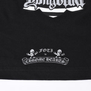 New and unused CHROME HEARTS × YUNGBLUD × Aerosmith × Joefoti Black short sleeve T-shirt Used 4a001382