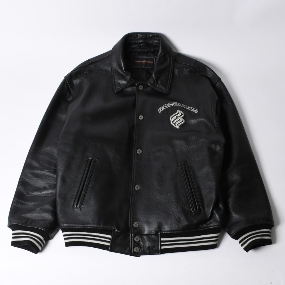 RocaweaR ロカウェア レザージャケット Jay-Z ブラック レザー ポリエステル サイズXL アンティークシルバー金具 美品 中古 4a001421