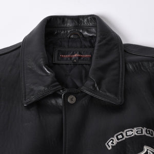 RocaweaR Rocawea Leather Jacket Jay-Z Black Leather Polyester Size XL Antique Silver Hardware Good Condition Used 4a001421