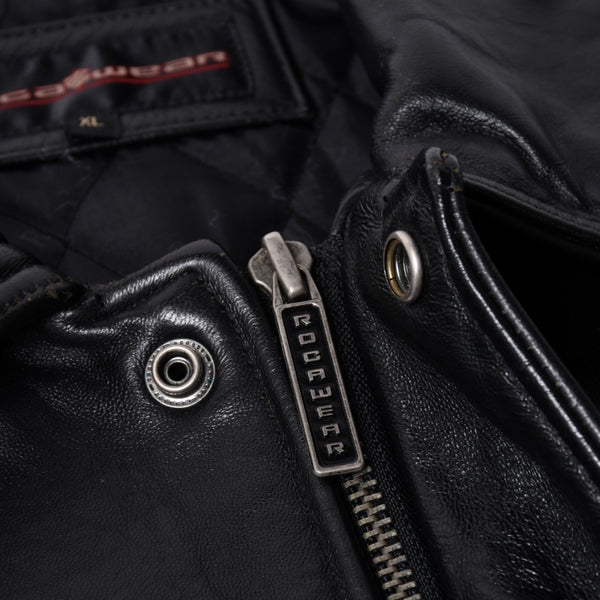 RocaweaR Rocawea Leather Jacket Jay-Z Black Leather Polyester Size XL Antique Silver Hardware Good Condition Used 4a001421