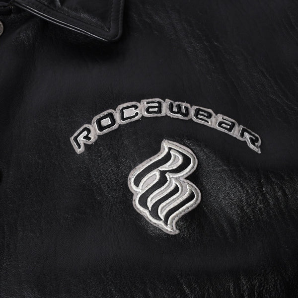 RocaweaR Rocawea Leather Jacket Jay-Z Black Leather Polyester Size XL Antique Silver Hardware Good Condition Used 4a001421