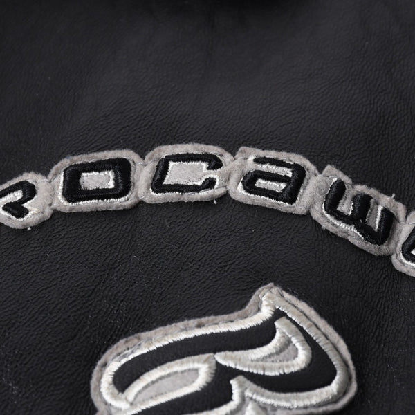 RocaweaR Rocawea Leather Jacket Jay-Z Black Leather Polyester Size XL Antique Silver Hardware Good Condition Used 4a001421