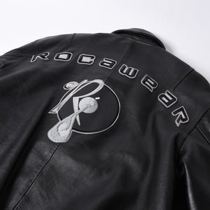 RocaweaR Rocawea Leather Jacket Jay-Z Black Leather Polyester Size XL Antique Silver Hardware Good Condition Used 4a001421