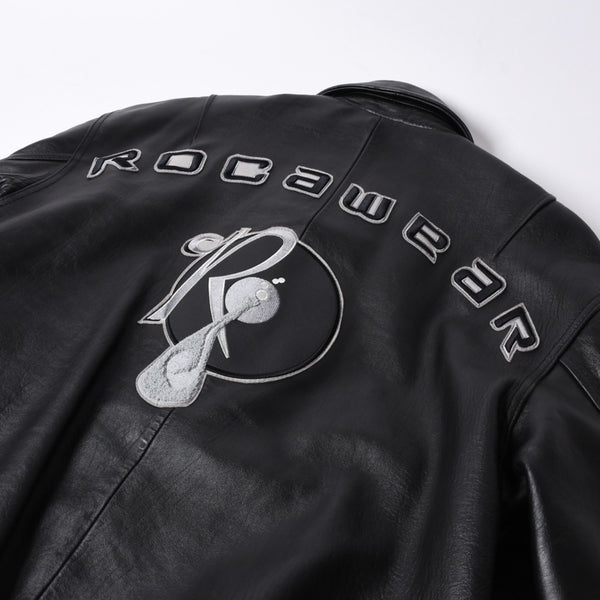 RocaweaR Rocawea Leather Jacket Jay-Z Black Leather Polyester Size XL Antique Silver Hardware Good Condition Used 4a001421