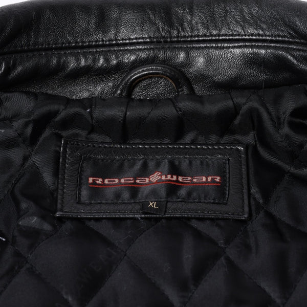 RocaweaR Rocawea Leather Jacket Jay-Z Black Leather Polyester Size XL Antique Silver Hardware Good Condition Used 4a001421