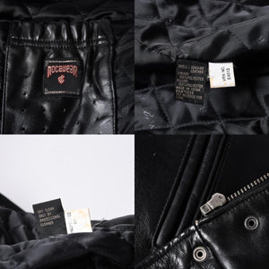 RocaweaR Rocawea Leather Jacket Jay-Z Black Leather Polyester Size XL Antique Silver Hardware Good Condition Used 4a001421