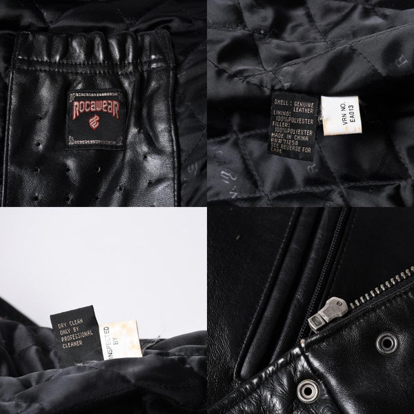 RocaweaR Rocawea Leather Jacket Jay-Z Black Leather Polyester Size XL Antique Silver Hardware Good Condition Used 4a001421