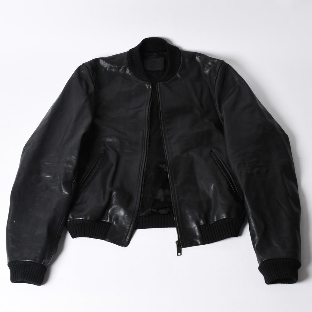 PRADA プラダ Black ブラック Leather Jacket レザージャケット Size50 サイズ50 CN 180/100 A 美品 中古 4a000484