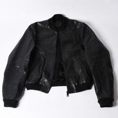 PRADA プラダ Black ブラック Leather Jacket レザージャケット Size50 サイズ50 CN 180/100 A 美品 中古 4a000484