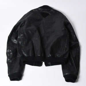 PRADA プラダ Black ブラック Leather Jacket レザージャケット Size50 サイズ50 CN 180/100 A 美品 中古 4a000484
