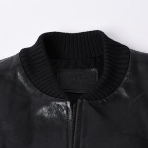 PRADA プラダ Black ブラック Leather Jacket レザージャケット Size50 サイズ50 CN 180/100 A 美品 中古 4a000484