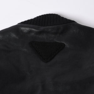 PRADA プラダ Black ブラック Leather Jacket レザージャケット Size50 サイズ50 CN 180/100 A 美品 中古 4a000484