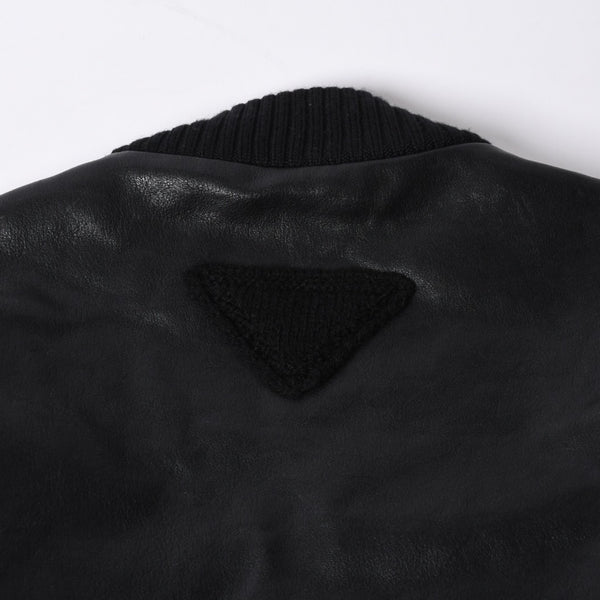 PRADA プラダ Black ブラック Leather Jacket レザージャケット Size50 サイズ50 CN 180/100 A 美品 中古 4a000484