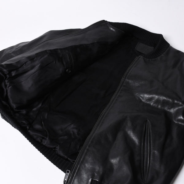 PRADA プラダ Black ブラック Leather Jacket レザージャケット Size50 サイズ50 CN 180/100 A 美品 中古 4a000484