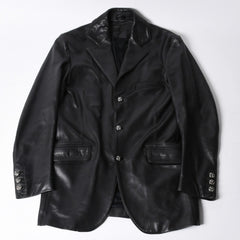 CHROME HEARTS 3B Leather Tailored Jacket Size M Single Cross Ball Button Black Good Condition Used 4a001537