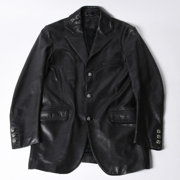 CHROME HEARTS 3B Leather Tailored Jacket Size M Single Cross Ball Button Black Good Condition Used 4a001537