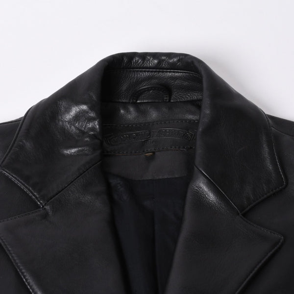 CHROME HEARTS 3B Leather Tailored Jacket Size M Single Cross Ball Button Black Good Condition Used 4a001537