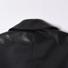 画像をギャラリービューアに読み込む, CHROME HEARTS クロムハーツ 3B レザーテーラードジャケット サイズM シングル クロスボールボタン ブラック 美品 中古 4a001537