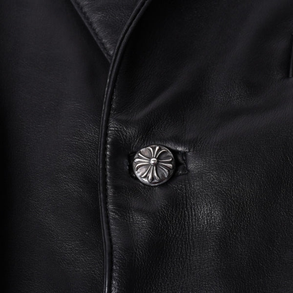 CHROME HEARTS 3B Leather Tailored Jacket Size M Single Cross Ball Button Black Good Condition Used 4a001537