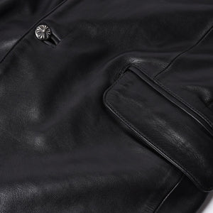 CHROME HEARTS 3B Leather Tailored Jacket Size M Single Cross Ball Button Black Good Condition Used 4a001537