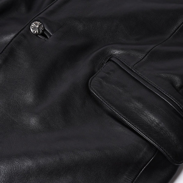 CHROME HEARTS 3B Leather Tailored Jacket Size M Single Cross Ball Button Black Good Condition Used 4a001537