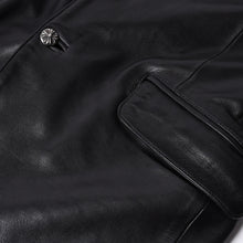 画像をギャラリービューアに読み込む, CHROME HEARTS クロムハーツ 3B レザーテーラードジャケット サイズM シングル クロスボールボタン ブラック 美品 中古 4a001537