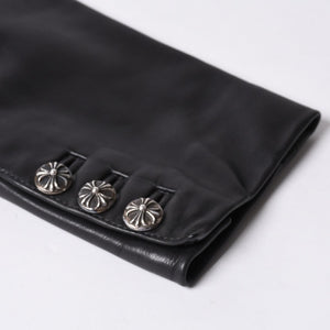 CHROME HEARTS 3B Leather Tailored Jacket Size M Single Cross Ball Button Black Good Condition Used 4a001537