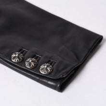 画像をギャラリービューアに読み込む, CHROME HEARTS クロムハーツ 3B レザーテーラードジャケット サイズM シングル クロスボールボタン ブラック 美品 中古 4a001537