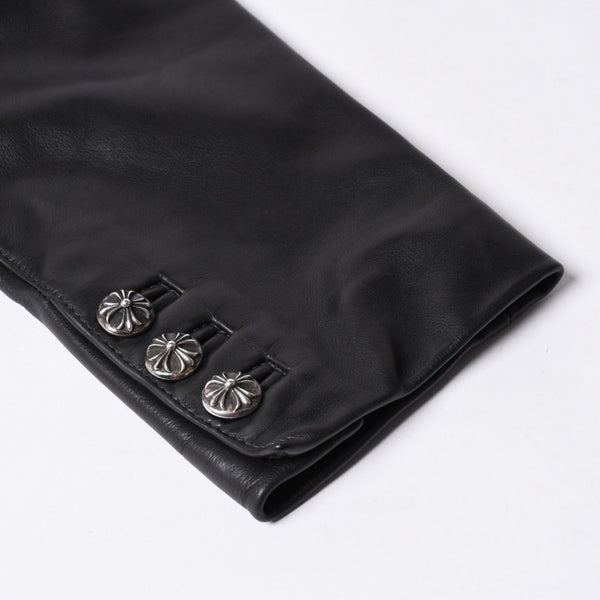 CHROME HEARTS 3B Leather Tailored Jacket Size M Single Cross Ball Button Black Good Condition Used 4a001537