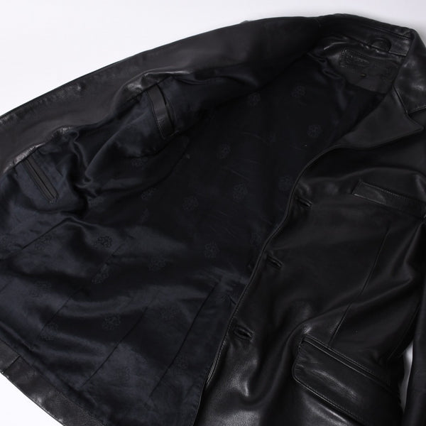 CHROME HEARTS 3B Leather Tailored Jacket Size M Single Cross Ball Button Black Good Condition Used 4a001537