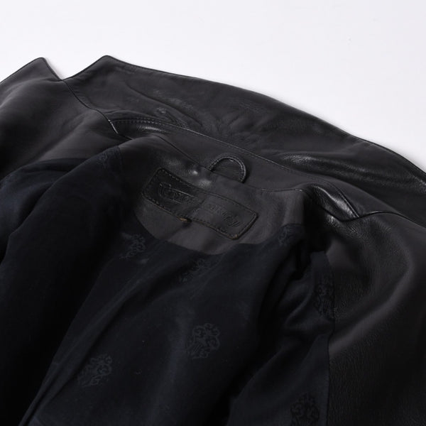 CHROME HEARTS 3B Leather Tailored Jacket Size M Single Cross Ball Button Black Good Condition Used 4a001537