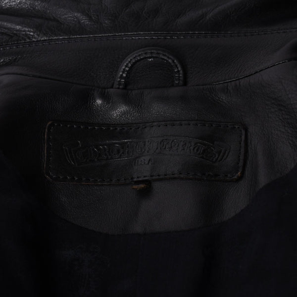 CHROME HEARTS 3B Leather Tailored Jacket Size M Single Cross Ball Button Black Good Condition Used 4a001537