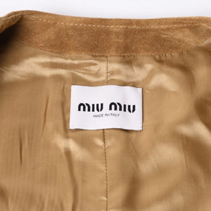 新品未使用 MIUMIU ミュウミュウ ナチュラルスエードジャケット レザージャケット カーキ 36 WOMEN 現行 4a001372