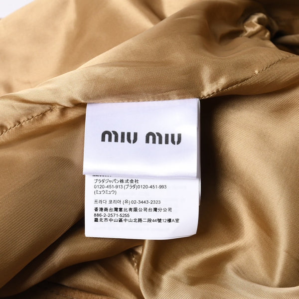 新品未使用 MIUMIU ミュウミュウ ナチュラルスエードジャケット レザージャケット カーキ 36 WOMEN 現行 4a001372