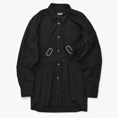 極美品 BLACK COMME des GARCONS ブラックコムデギャルソン ブラック黒 長袖シャツ ベルト Sサイズ 1P-B003 美品 4a001380