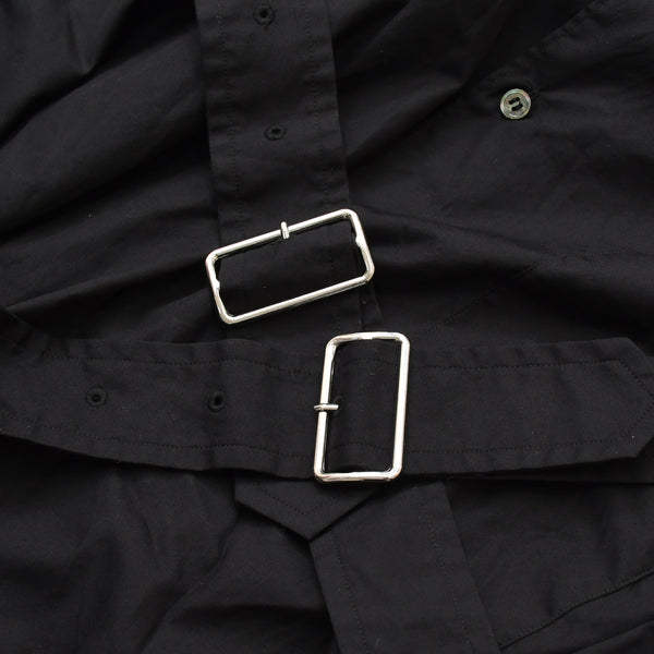 極美品 BLACK COMME des GARCONS ブラックコムデギャルソン ブラック黒 長袖シャツ ベルト Sサイズ 1P-B003 美品 4a001380
