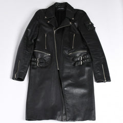極美品 RAF SIMONS ラフシモンズ 98-99AW レザーライダースコート 超希少品 ブラック サイズ50 中古 4a001383
