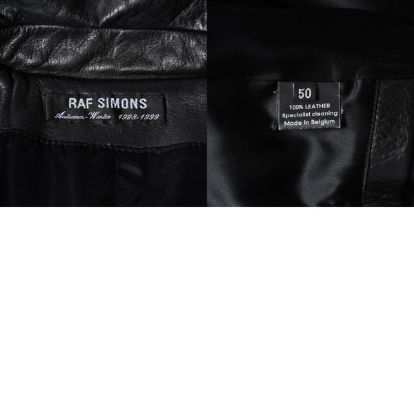 極美品 RAF SIMONS ラフシモンズ 98-99AW レザーライダースコート 超希少品 ブラック サイズ50 中古 4a001383