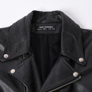 極美品 RAF SIMONS ラフシモンズ 98-99AW レザーライダースコート 超希少品 ブラック サイズ50 中古 4a001383